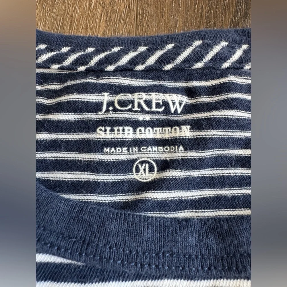 J. Crew Navy and White Striped Pocket Tee, men’s size XL